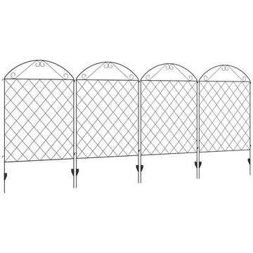 Outsunny Patio Perimeter: 11.5 Inch Metal Garden Fence 4-Pack, Decorative Rust-Resistant Border - product image 1