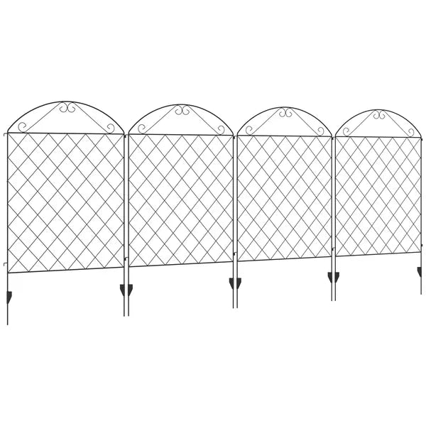 Outsunny Patio Perimeter: 11.5 Inch Metal Garden Fence 4-Pack, Decorative Rust-Resistant Border - product image 1