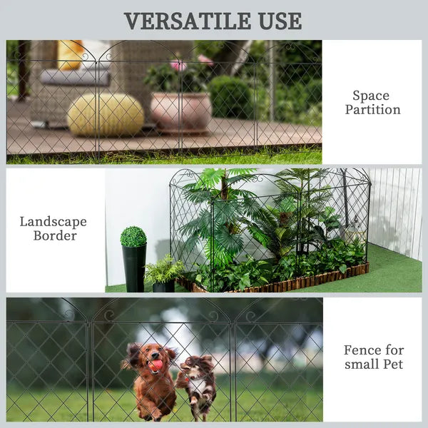 Outsunny Patio Perimeter: 11.5 Inch Metal Garden Fence 4-Pack, Decorative Rust-Resistant Border - product image 6