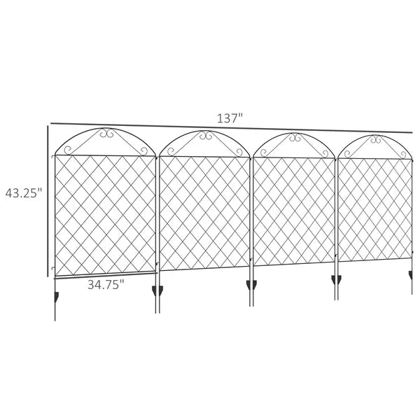 Outsunny Patio Perimeter: 11.5 Inch Metal Garden Fence 4-Pack, Decorative Rust-Resistant Border - product image 3