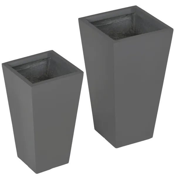 Patio Planters 2 Piece MgO Flower Receptacles with Drainage for Lush Outdoor Decor Gray - product image 9