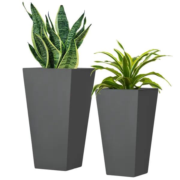 Patio Planters 2 Piece MgO Flower Receptacles with Drainage for Lush Outdoor Decor Gray - product image 11