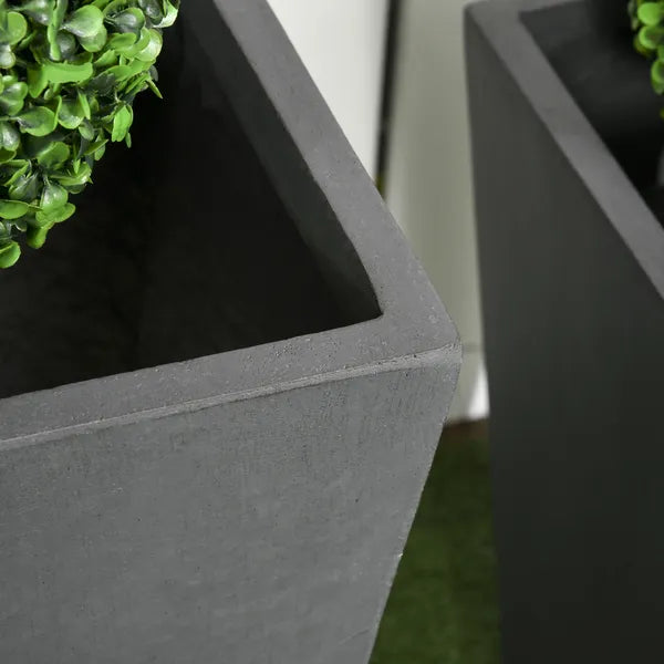 Patio Planters 2 Piece MgO Flower Receptacles with Drainage for Lush Outdoor Decor Gray - product image 7