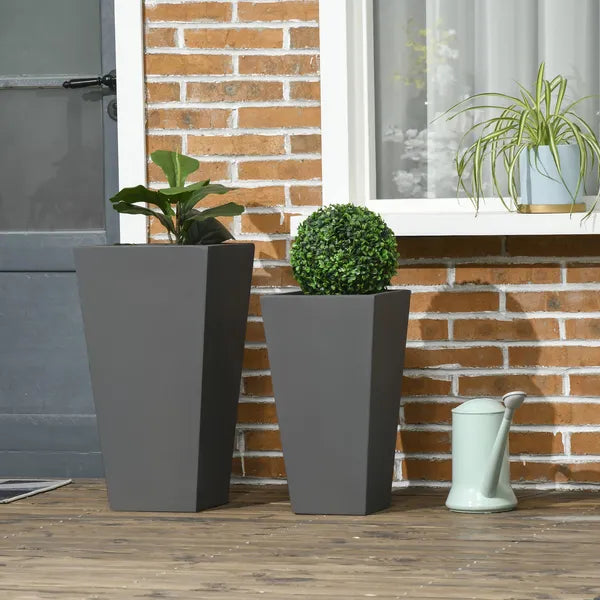 Patio Planters 2 Piece MgO Flower Receptacles with Drainage for Lush Outdoor Decor Gray - product image 10