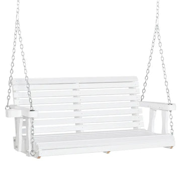 Patio Swing Retreat 46" 2-Person White Bench with Cup Holders, 440lb Capacity - product image 1