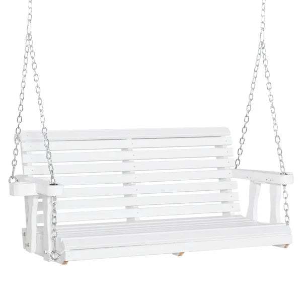 Patio Swing Retreat 46" 2-Person White Bench with Cup Holders, 440lb Capacity - product image 1
