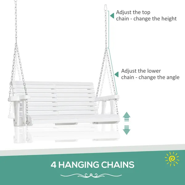 Patio Swing Retreat 46" 2-Person White Bench with Cup Holders, 440lb Capacity - product image 4