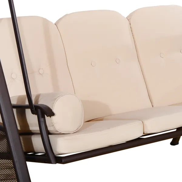 Outsunny 3-Seat, Canopy Shade, Removable Cushions, Side Trays in Beige Elegance - product image 9