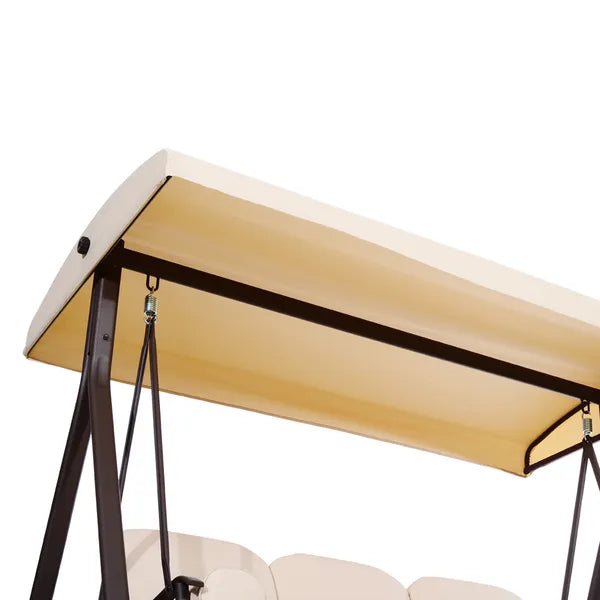 Outsunny 3-Seat, Canopy Shade, Removable Cushions, Side Trays in Beige Elegance - product image 8