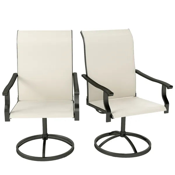 Outsunny Patio Swivel Chairs Set of 2, High Back Patio Dining Chairs with All-Weather Mesh for Backyard, Lawn, Garden, Beige - product image 1