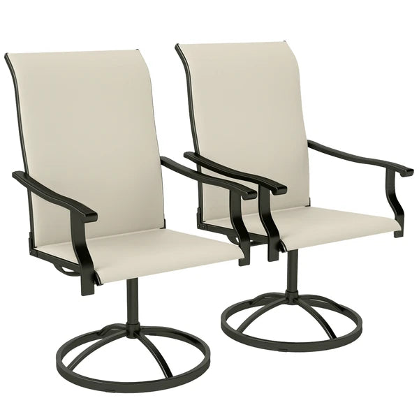 Outsunny Patio Swivel Chairs Set of 2, High Back Patio Dining Chairs with All-Weather Mesh for Backyard, Lawn, Garden, Beige - product image 11