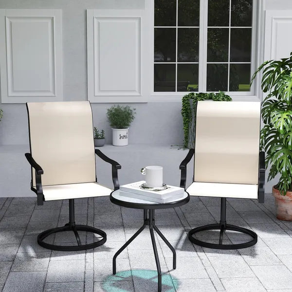 Outsunny Patio Swivel Chairs Set of 2, High Back Patio Dining Chairs with All-Weather Mesh for Backyard, Lawn, Garden, Beige - product image 10