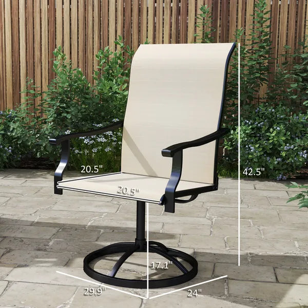 Outsunny Patio Swivel Chairs Set of 2, High Back Patio Dining Chairs with All-Weather Mesh for Backyard, Lawn, Garden, Beige - product image 3
