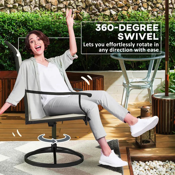 Outsunny Patio Swivel Chairs Set of 2, High Back Patio Dining Chairs with All-Weather Mesh for Backyard, Lawn, Garden, Beige - product image 4