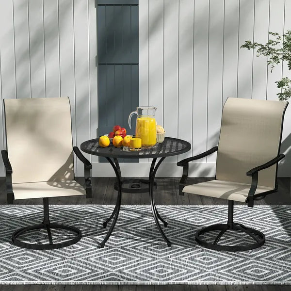 Outsunny Patio Swivel Chairs Set of 2, High Back Patio Dining Chairs with All-Weather Mesh for Backyard, Lawn, Garden, Beige - product image 7