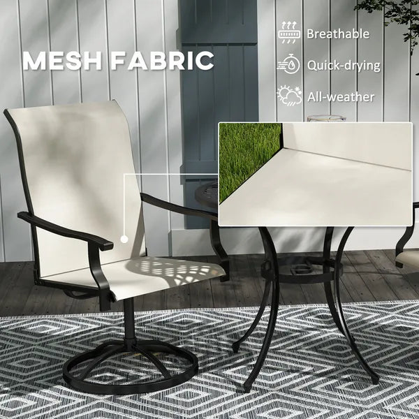 Outsunny Patio Swivel Chairs Set of 2, High Back Patio Dining Chairs with All-Weather Mesh for Backyard, Lawn, Garden, Beige - product image 5