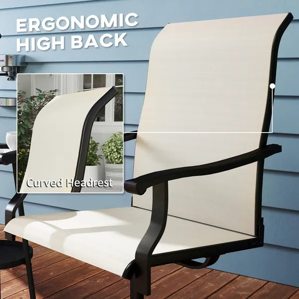 Outsunny Patio Swivel Chairs Set of 2, High Back Patio Dining Chairs with All-Weather Mesh for Backyard, Lawn, Garden, Beige - product image 6