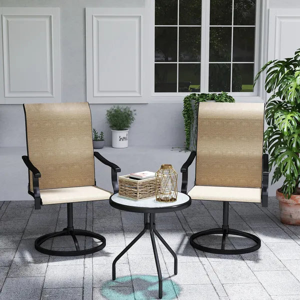 Outsunny Patio Swivel Chairs Set of 2, High Back Patio Dining Chairs with All-Weather Mesh for Backyard, Lawn, Garden, Brown - product image 10