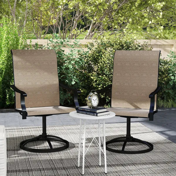 Outsunny Patio Swivel Chairs Set of 2, High Back Patio Dining Chairs with All-Weather Mesh for Backyard, Lawn, Garden, Brown - product image 9