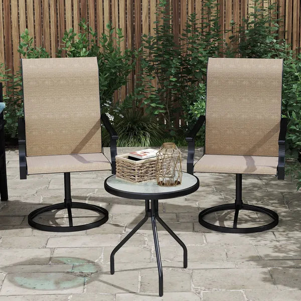 Outsunny Patio Swivel Chairs Set of 2, High Back Patio Dining Chairs with All-Weather Mesh for Backyard, Lawn, Garden, Brown - product image 8