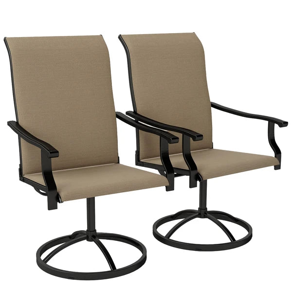 Outsunny Patio Swivel Chairs Set of 2, High Back Patio Dining Chairs with All-Weather Mesh for Backyard, Lawn, Garden, Brown - product image 11