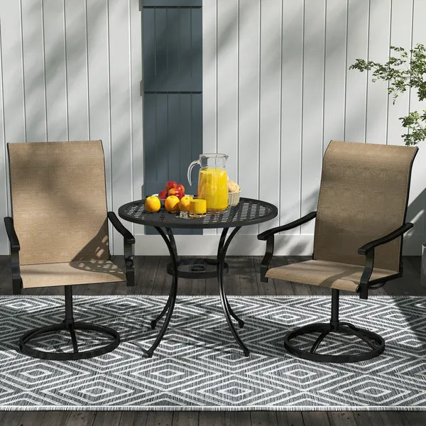 Outsunny Patio Swivel Chairs Set of 2, High Back Patio Dining Chairs with All-Weather Mesh for Backyard, Lawn, Garden, Brown - product image 7