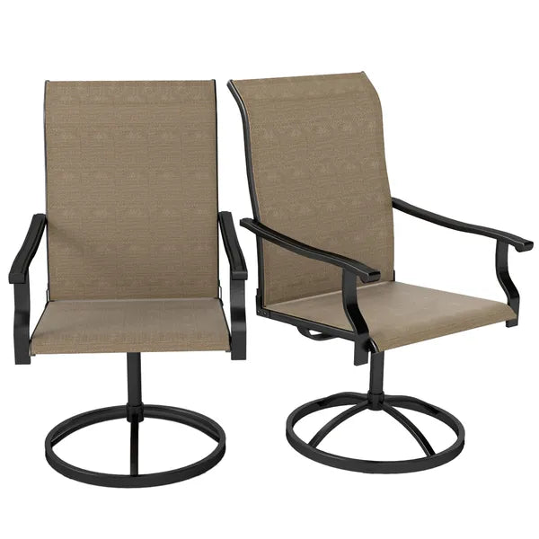 Outsunny Patio Swivel Chairs Set of 2, High Back Patio Dining Chairs with All-Weather Mesh for Backyard, Lawn, Garden, Brown - product image 1