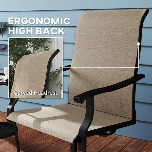 Outsunny Patio Swivel Chairs Set of 2, High Back Patio Dining Chairs with All-Weather Mesh for Backyard, Lawn, Garden, Brown - product image 6