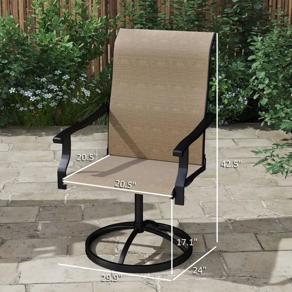 Outsunny Patio Swivel Chairs Set of 2, High Back Patio Dining Chairs with All-Weather Mesh for Backyard, Lawn, Garden, Brown - product image 3