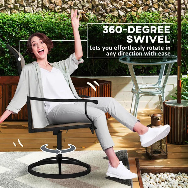 Outsunny Patio Swivel Chairs Set of 2, High Back Patio Dining Chairs with All-Weather Mesh for Backyard, Lawn, Garden, Brown - product image 4