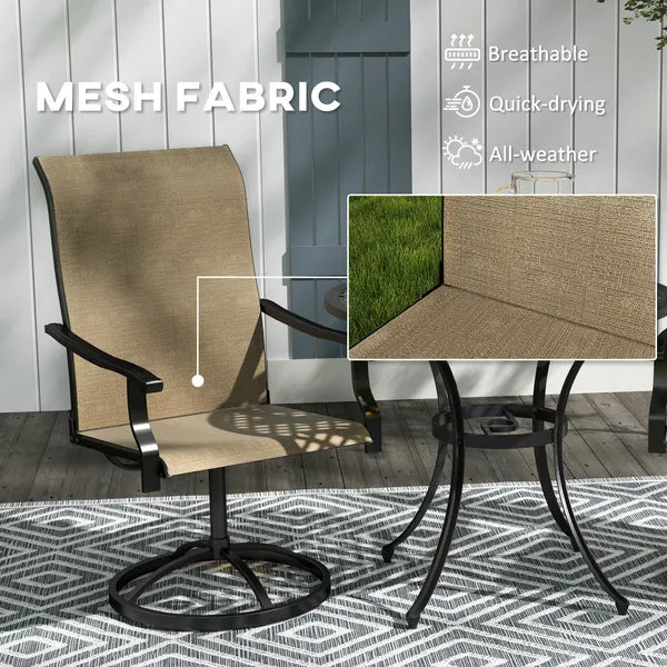 Outsunny Patio Swivel Chairs Set of 2, High Back Patio Dining Chairs with All-Weather Mesh for Backyard, Lawn, Garden, Brown - product image 5