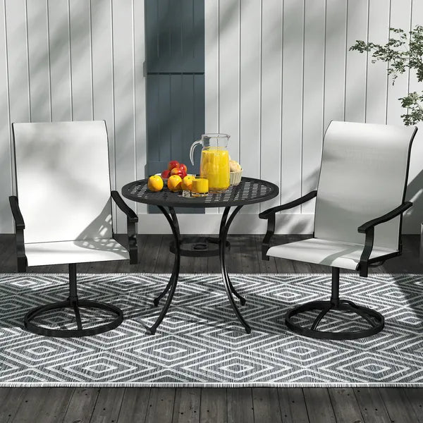Outsunny Patio Swivel Chairs Set of 2, High Back Patio Dining Chairs with All-Weather Mesh for Backyard, Lawn, Garden, Cream - product image 7
