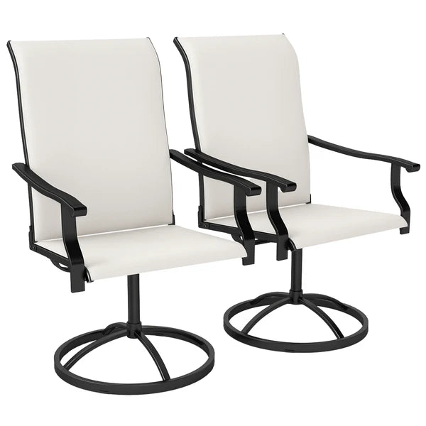 Outsunny Patio Swivel Chairs Set of 2, High Back Patio Dining Chairs with All-Weather Mesh for Backyard, Lawn, Garden, Cream - product image 11