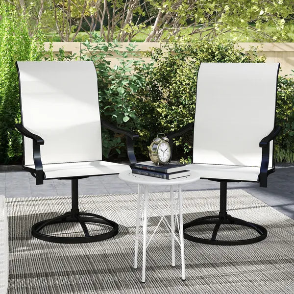 Outsunny Patio Swivel Chairs Set of 2, High Back Patio Dining Chairs with All-Weather Mesh for Backyard, Lawn, Garden, Cream - product image 9