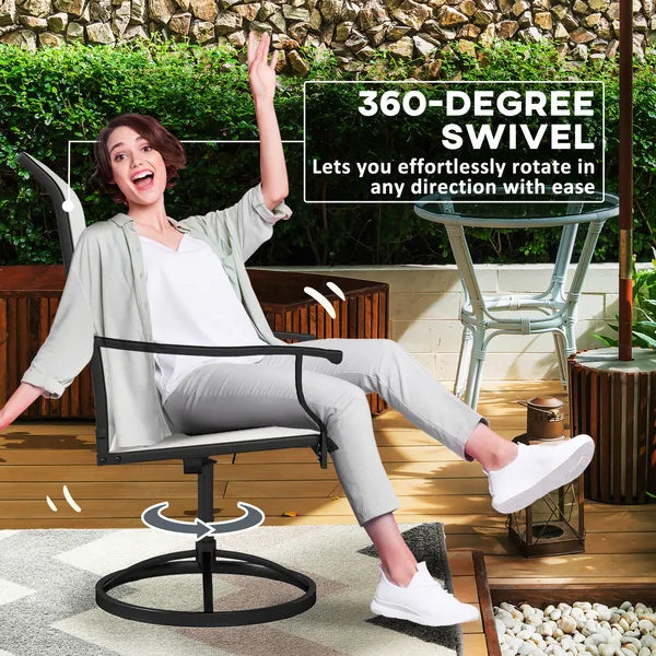 Outsunny Patio Swivel Chairs Set of 2, High Back Patio Dining Chairs with All-Weather Mesh for Backyard, Lawn, Garden, Cream - product image 4