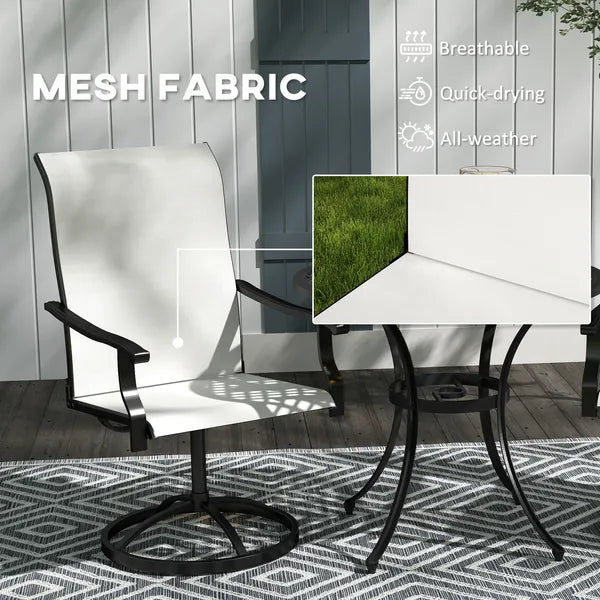 Outsunny Patio Swivel Chairs Set of 2, High Back Patio Dining Chairs with All-Weather Mesh for Backyard, Lawn, Garden, Cream - product image 5