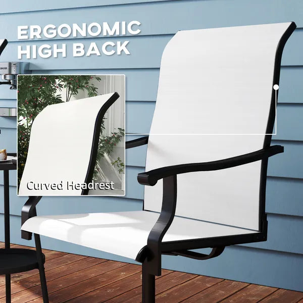 Outsunny Patio Swivel Chairs Set of 2, High Back Patio Dining Chairs with All-Weather Mesh for Backyard, Lawn, Garden, Cream - product image 6