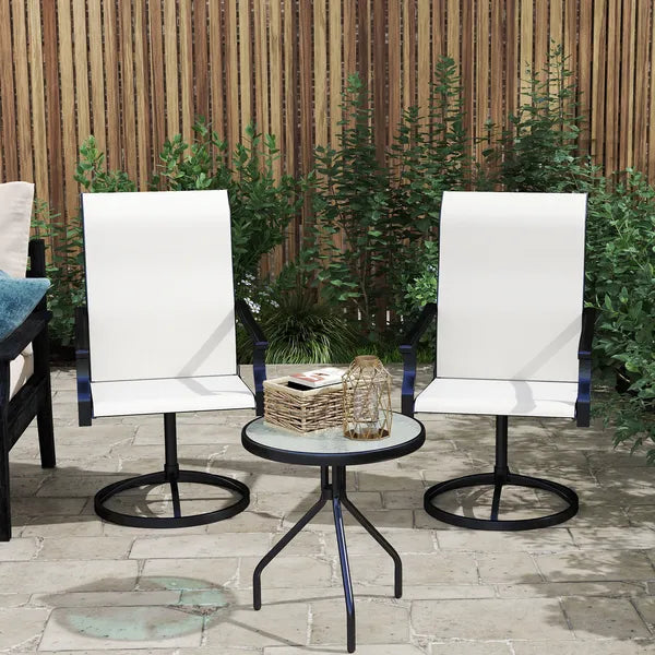 Outsunny Patio Swivel Chairs Set of 2, High Back Patio Dining Chairs with All-Weather Mesh for Backyard, Lawn, Garden, Cream - product image 8