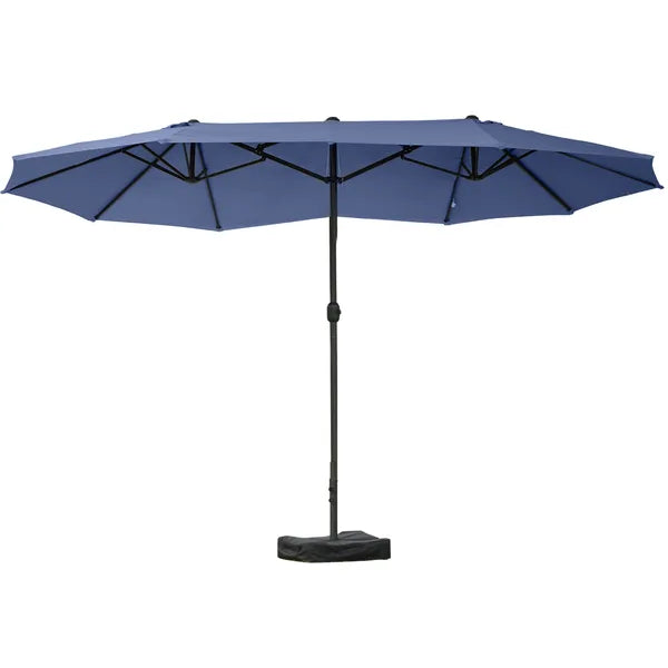 Outsunny Patio Umbrella 15' Steel Rectangular Outdoor Double Sided Market with base, UV Sun Protection and Easy Crank for Deck Pool Patio, Dark Blue - product image 13