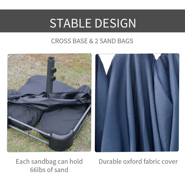 Outsunny Patio Umbrella 15' Steel Rectangular Outdoor Double Sided Market with base, UV Sun Protection and Easy Crank for Deck Pool Patio, Dark Blue - product image 7