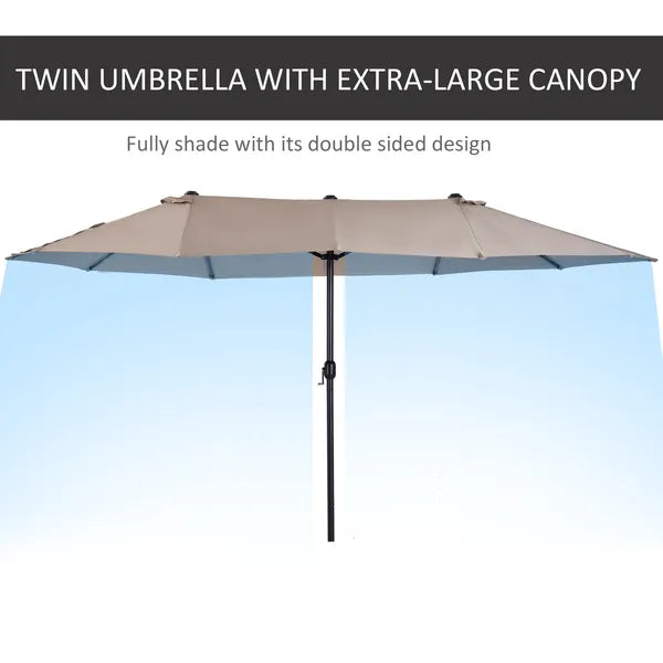Outsunny Patio Umbrella 15 Ft Double-Sided Outdoor Market Extra Large Umbrella with Crank Handle for Deck, Lawn, Backyard and Pool, Tan - product image 4