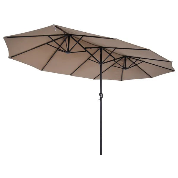 Outsunny Patio Umbrella 15 Ft Double-Sided Outdoor Market Extra Large Umbrella with Crank Handle for Deck, Lawn, Backyard and Pool, Tan - product image 11