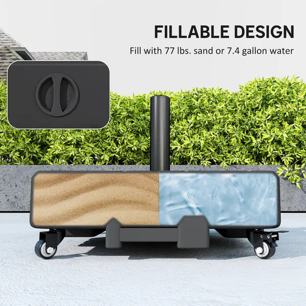 Outsunny Patio Umbrella Base Outdoor Umbrella Stand with Wheels for 1.5 Inch/1.9 Inch Poles - product image 7
