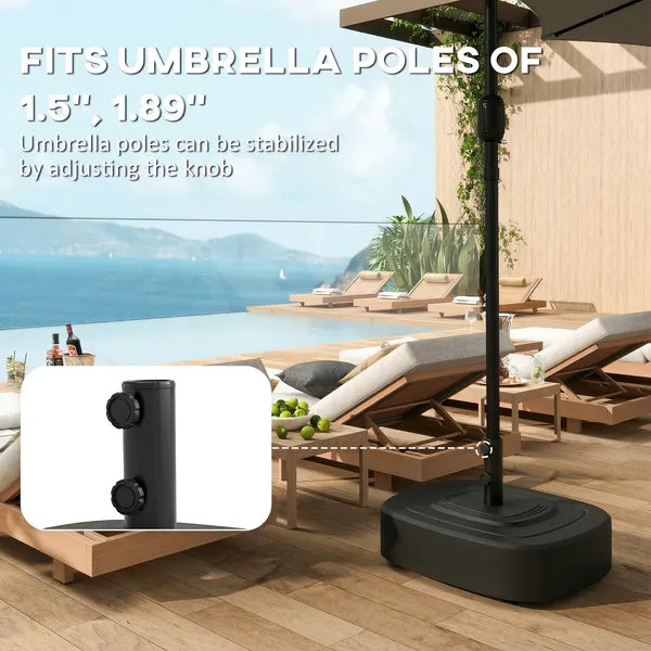 Outsunny Patio Umbrella Base Outdoor Umbrella Stand with Wheels for 1.5"/1.9" Umbrella Poles Black - product image 6