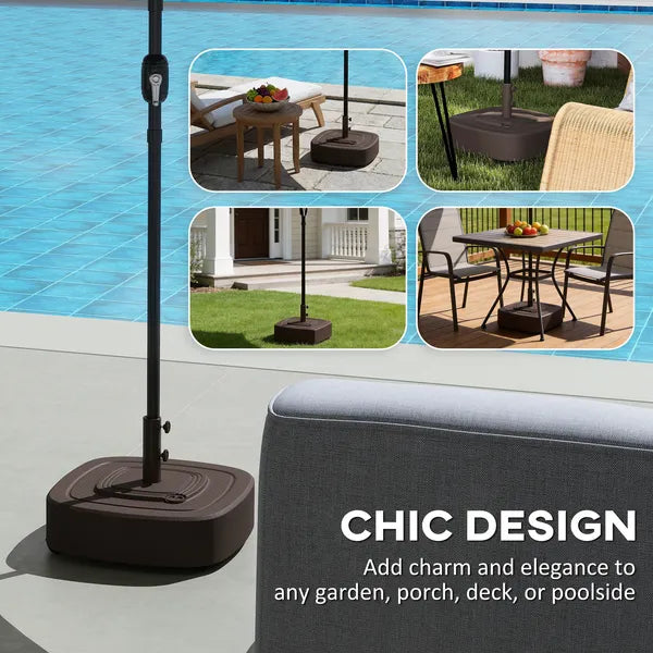 Outsunny Patio Umbrella Base Outdoor Umbrella Stand with Wheels for 1.5"/1.9" Umbrella Poles Brown - product image 7