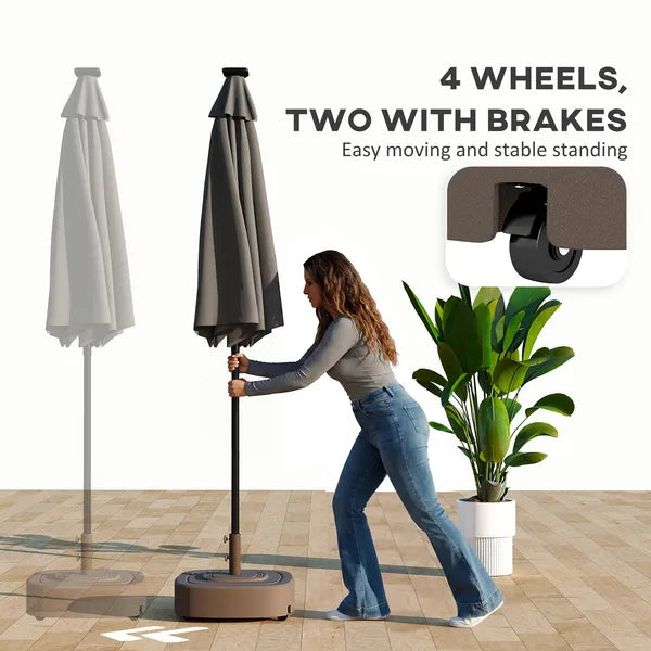 Outsunny Patio Umbrella Base Outdoor Umbrella Stand with Wheels for 1.5"/1.9" Umbrella Poles Brown - product image 4