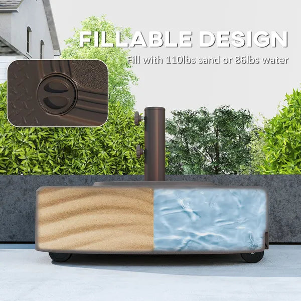 Outsunny Patio Umbrella Base Outdoor Umbrella Stand with Wheels for 1.5"/1.9" Umbrella Poles Brown - product image 5