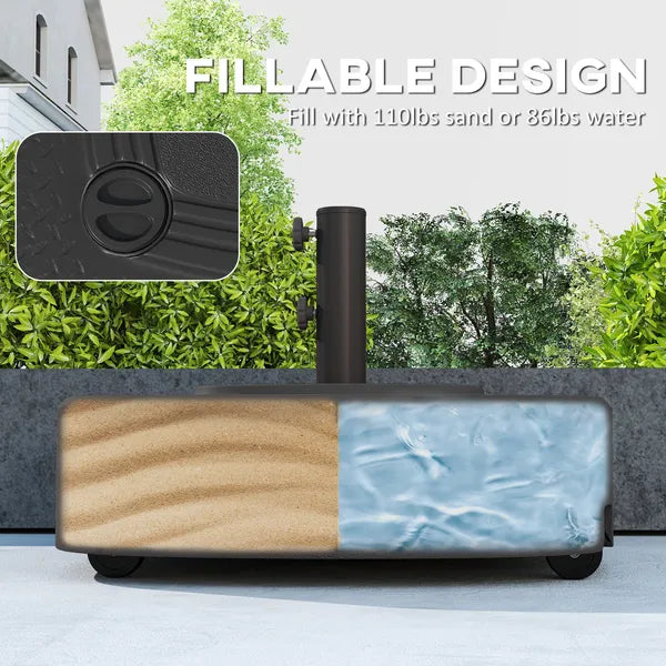 Outsunny Patio Umbrella Base Outdoor Umbrella Stand with Wheels for 1.5"/1.9" Umbrella Poles Black - product image 5
