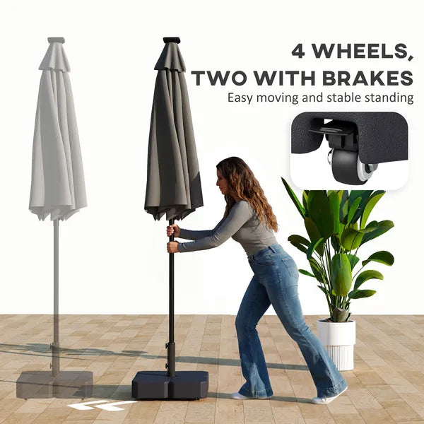 Outsunny Patio Umbrella Base with Wheels Outdoor Umbrella Stand Holder for 1.5"/1.9" Poles Black - product image 4