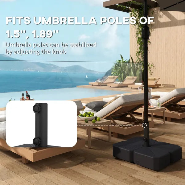 Outsunny Patio Umbrella Base with Wheels Outdoor Umbrella Stand Holder for 1.5"/1.9" Poles Black - product image 6